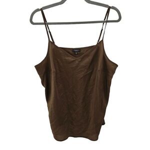 Talbots Silk Chiffon Cami V-Neck Top Womens Size 1X Petite Sleeveless Brown